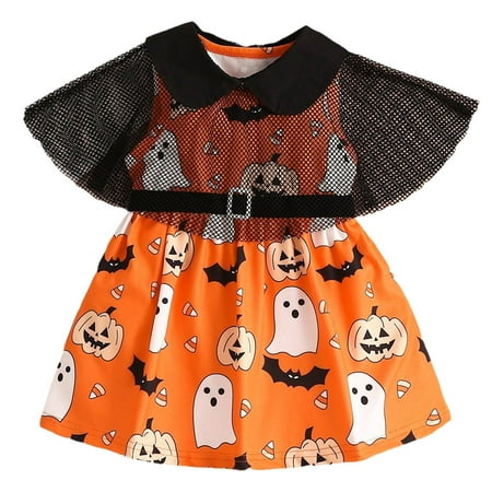 

Kids Girls Dress Pumpkin Witch for Girls Party Tulle Dress