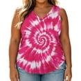 thumbnail image 4 of Qingpeng Womens Plus Size Swirl Tie Dye Tank Tops V Neck Sleeveless Curved Hem Loose Fit Soft Casual Summer Daily Shirts, 4 of 8