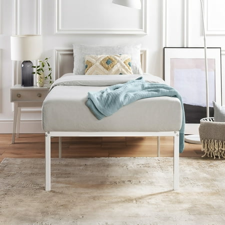 Image of Crown Comfort Metal 18-inch Platform Bed with Steel Slats By White Twin White