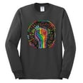 thumbnail image 2 of Wild Bobby The Power of Unity Colorful Fist Puff Print Fashion Mens Long Sleeve Shirt, Charcoal, X-Large, 2 of 6