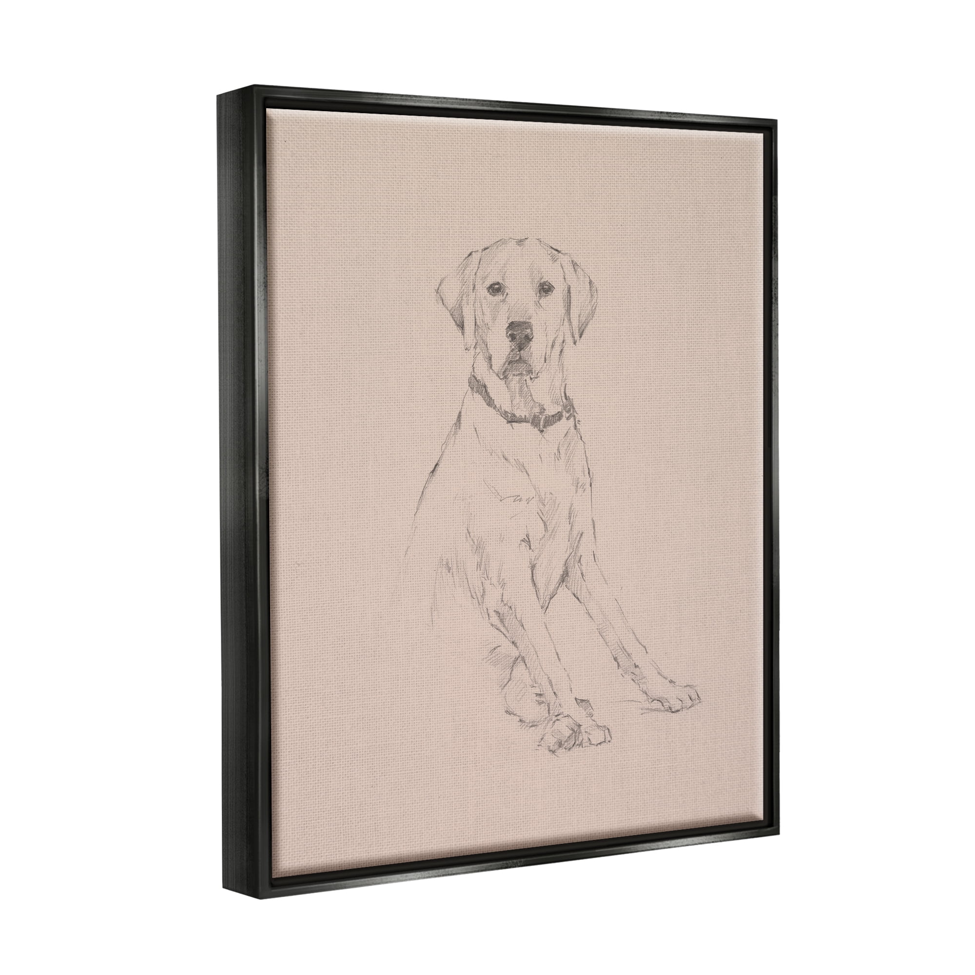 Stupell Retriever Dog Minimal Drawing Animals & Insects Drawing Black Floater Framed Art Print Wall Art