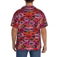 thumbnail image 3 of Saiise Chemise Décontractée à Carreaux pour Hommes à Imprimé Lèvres Rouges, Chemise Habillée à Manches Courtes avec Poche, Idéale pour le Travail Ou l'Usure Quotidienne-Grand, 3 of 5