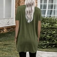 thumbnail image 3 of Tiqkatyck Graphic Tees for Women, Women Summer Casual Solid Loose Pullover Crewneck Shirt Short Sleeve Tunic Tops Blouse with Pockets T Shirts for Women Army Green L, 3 of 6