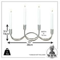 thumbnail image 6 of Whisper Wave Candelabra, 4 Taper Candle Holder, Brilliant Polished Silver Finish, Slim Arched Iron, 15 Inches Wide, For Standard Table Wax and LED Candles., 6 of 6