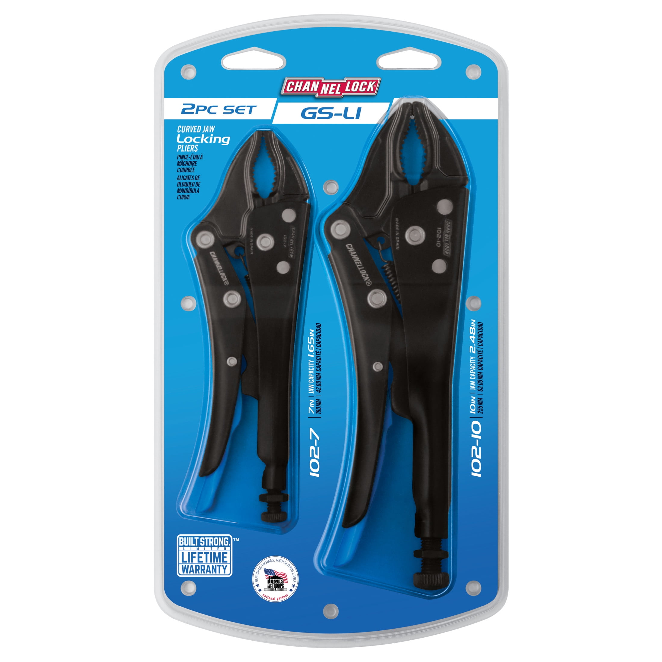 CHANNELLOCK Curved Jaw Locking Pliers Set, Includes 7, 10-inch, 2 pieces (GS-L1)