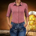 thumbnail image 6 of Women's Plaid Button Down Long Sleeve Oktoberfest Roll Tab No Pocket Casual Blouse Red XXXL, 6 of 7