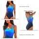 thumbnail image 3 of Trajes de baño tankini de mujer de una pieza con cuello en U y espalda cruzada traje de baño elástico y transpirable azul XXL, 3 of 4