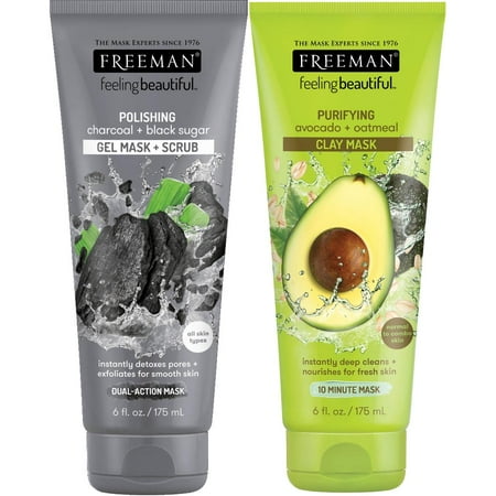 Freeman Feeling Beautiful Face Mask Pack (Charcoal & Black Sugar, Avocado & Oatmeal)