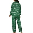 thumbnail image 2 of Renewold Green Button Down Pajamas for Women Relaxed Comfort Math Theme Athletic Clothing Nightwear Set for Spring Fall Winter 2pcs Warm Scoop Neck Sleepwear Pajama Size L, 2 of 6