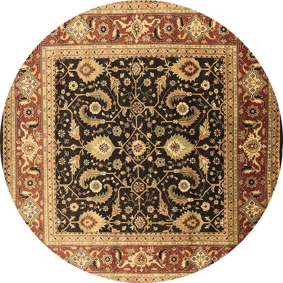 Ahgly Company Indoor Round Oriental Brown Industrial Area Rugs, 3' Round