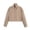 Khaki, variant on Women's Cropped Jacket Lightweight High Neck Long Sleeve Sun Protection Jacket Loose Dressy Casual Zip-up Solid Color Coat with Pockets XS