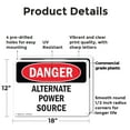 thumbnail image 2 of (2 Pack) Alternate Power Source OSHA Danger Sign 18 Inch X 12 Inch Plastic Sign, Weather Resistant, UV Protected for Workplace, Business, and Construction Site, Made in the USA, 2 of 8