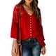 thumbnail image 1 of Minnieouse Jersey Top de encaje Casual camisa de manga larga moda estilo suelto cuello en V gasa ropa de vestir al aire libre viajar Prendas para la parte del cuerpo M rojo Minnieouse AP015656-02, 1 of 6