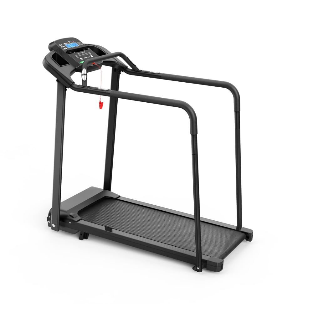 AUU Foldable Walking Pad Treadmill for Seniors, Exercise Treadmill with Stable & Safe Design, Large LED Display, Long Handrail for Balance, 300 lbs Capacity