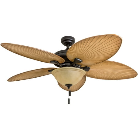 Honeywell Palm Valley 52" Bronze Tropical LED Ceiling Fan with Light, Palm Leaf