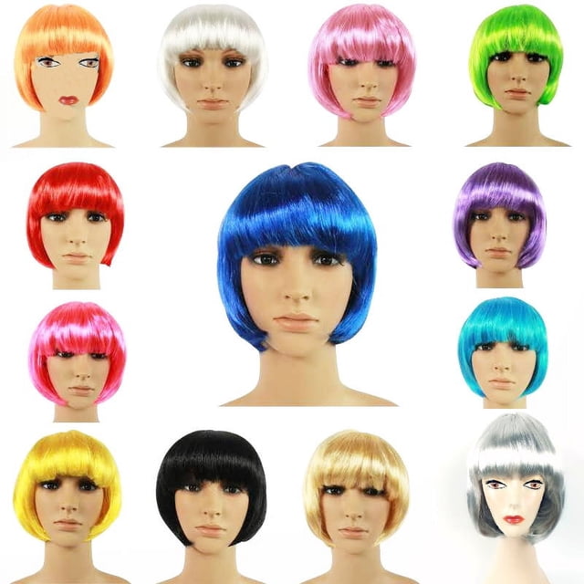 Peluca colorida BOB Head, cubierta para la cabeza, suministros para fiestas, peluca para la cabeza de estudiante, cabello corto