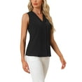 thumbnail image 4 of INSPIRE CHIC Women's Sleeveless Pleated Front V Neck Work Office Blouses M Black, 4 of 6