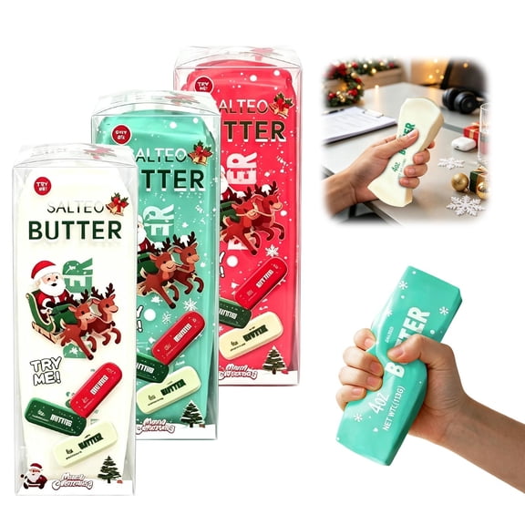 Crunchy Christmas Butter Decoration, Slow Stress Relief Toy for Desk and Home, Holiday Butter Stick Ornament for Relaxation and Gift