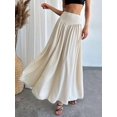 thumbnail image 2 of Women's High Waist Ruched Waist A Line Maxi Skirt with Pockets, Flared Long Skirt, Versatile Casual Skirt for Daily and Vacation Outfits, 2 of 6