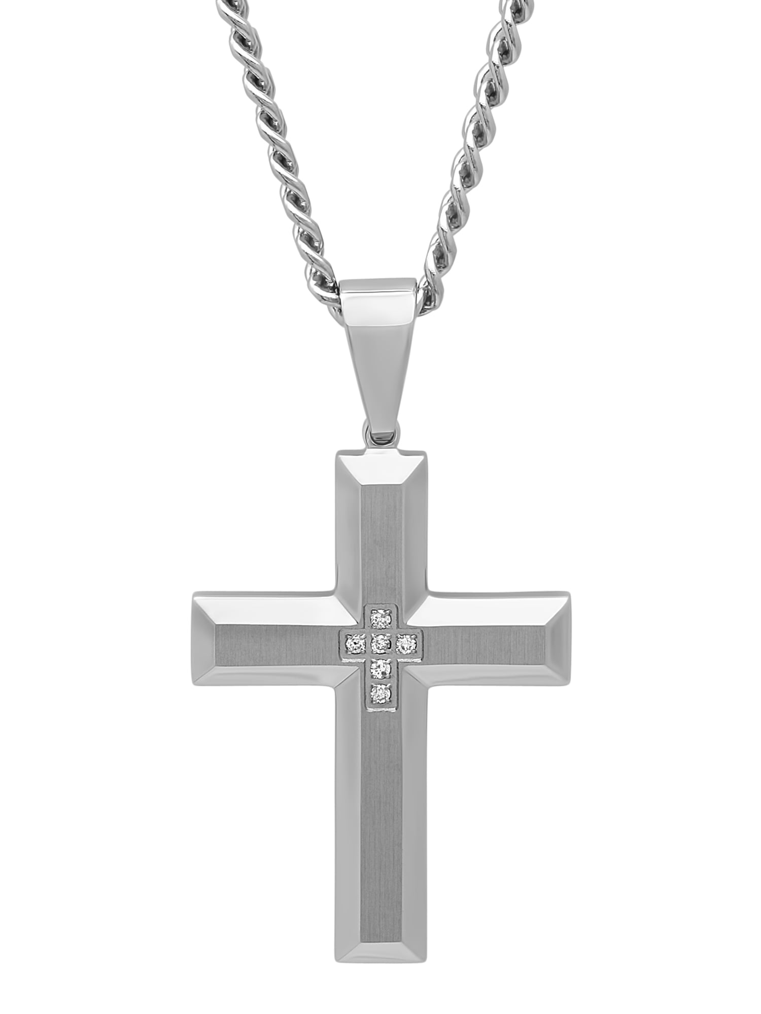 Charm Unisex Silver Steel Stainless Cross Pendant Leather Chain Necklace Jewelry 