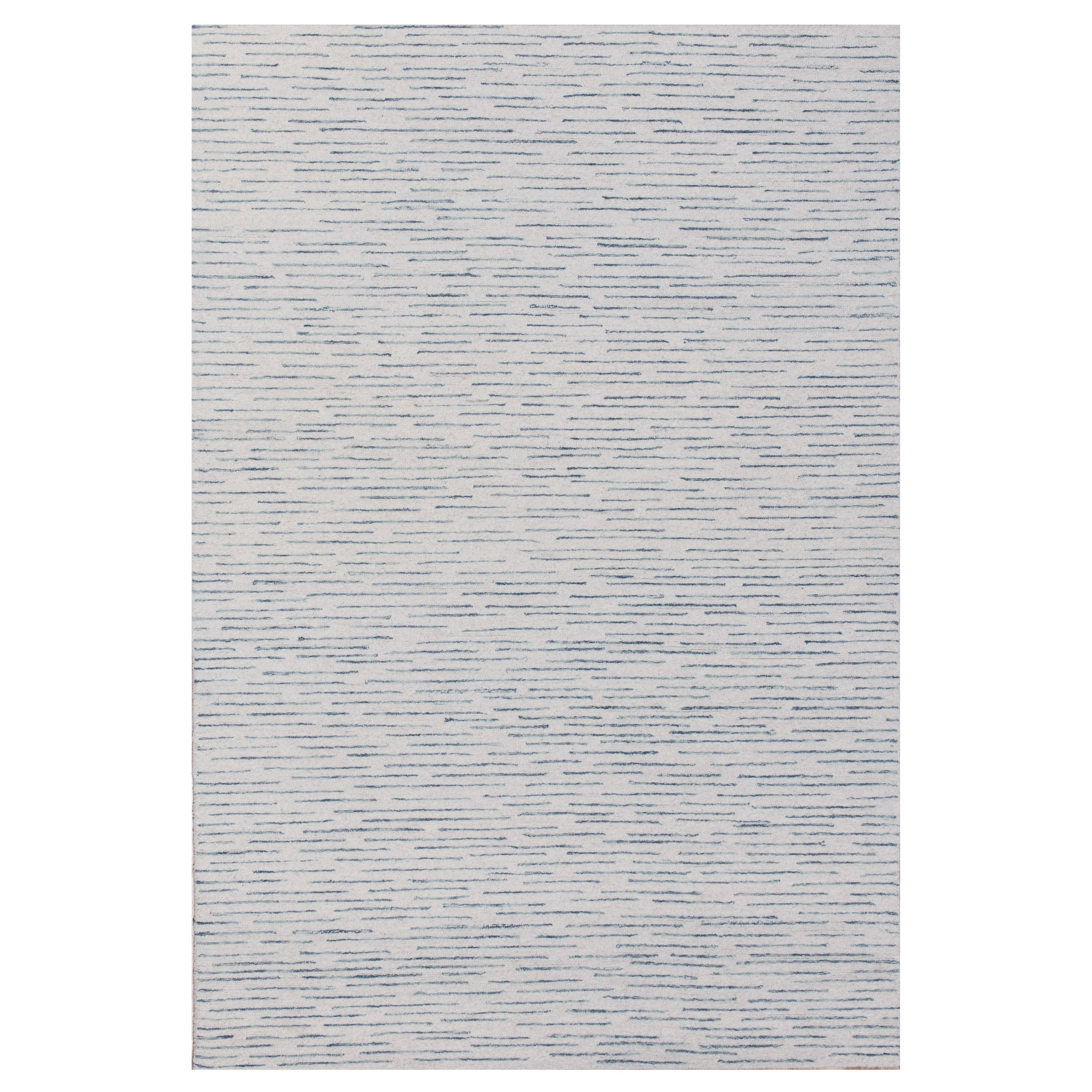 LR Home Bella Serene Ivory/Blue Modern Striped Wool Area Rug, 9' x 12'