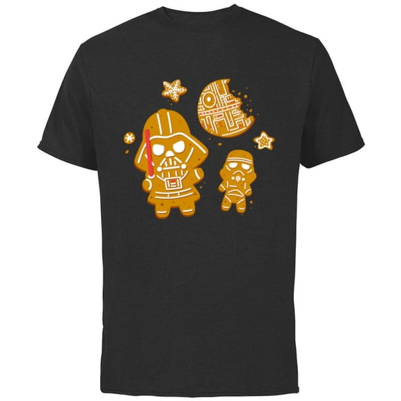 Star Wars Holiday Christmas Darth Vader Gingerbread Cookie - Short Sleeve Cotton T-Shirt for Adults - Customized-Black