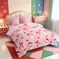 thumbnail image 2 of Manfei Cute Animals 7-Piece Twin Bedding,Farmhouse Christmas Candy Cane Bedding Comforter Set,Pink Reversible, 2 of 7