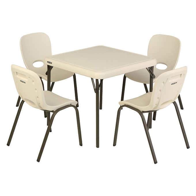 Play Lifetime Kids Table with 4 Lime Chairs Home School Or Daycare 