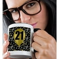 thumbnail image 2 of 3drose, Gold Colored Balloon with 21 for Twenty First Birthday Celebration, 15oz Two-tone Black Mug, 2 of 6