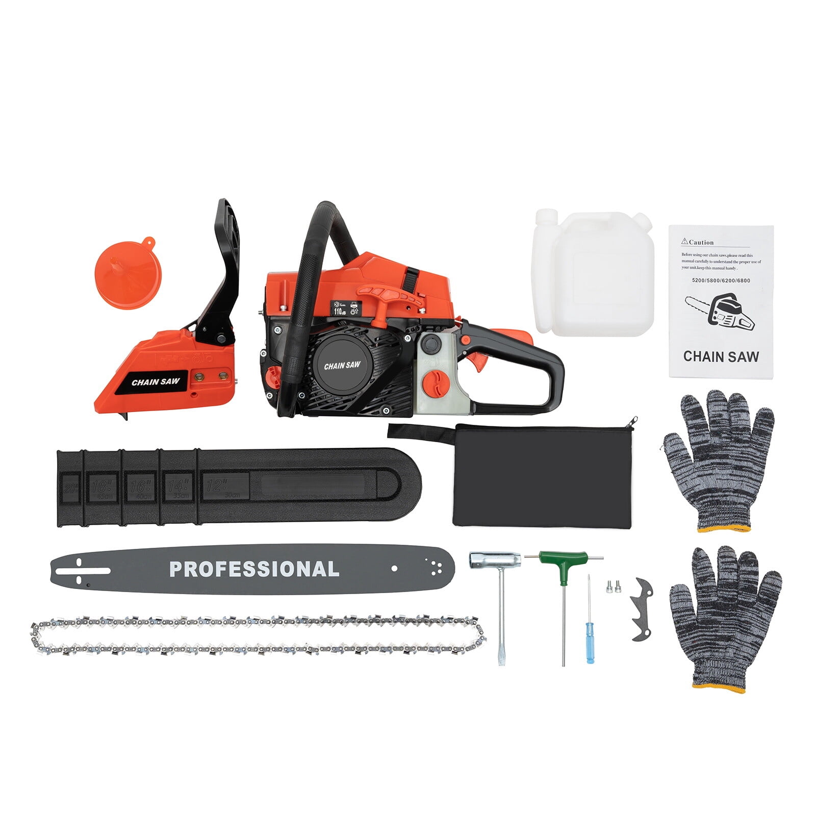 DENEST 2-Stroke Gasoline Chainsaw 62 CC 20" Bar Power Engine Wood Cutting Gas Chain Saw