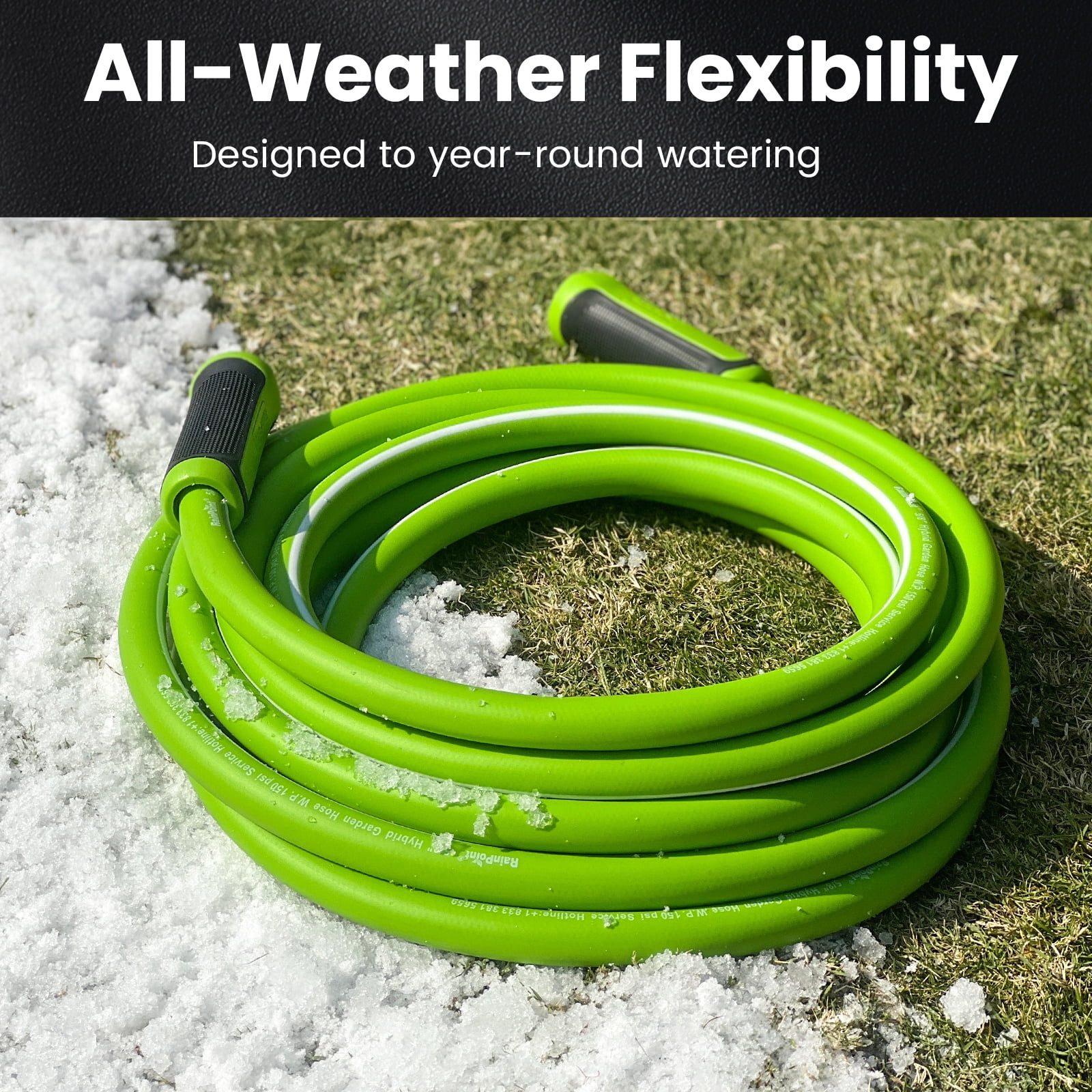 RainPoint Garden Hose 25FT - Made of hybrid rubber, Duty Garden Hose , with brass fittings, 5/8" diameter, and male-to-female connections