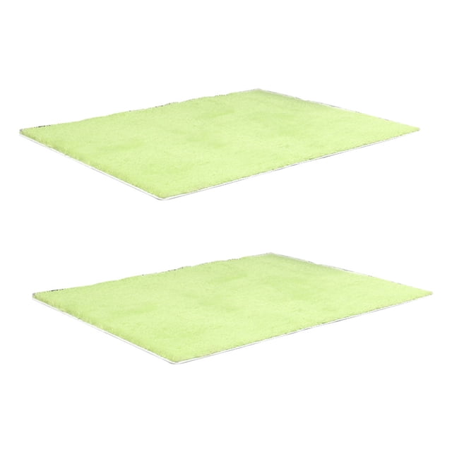Matsuzay Alfombra de poliéster para dormitorio de 2 uds., alfombra rectangular para sala de estar de Color sólido, alfombrilla lavable para Decoración del hogar Verde claro
