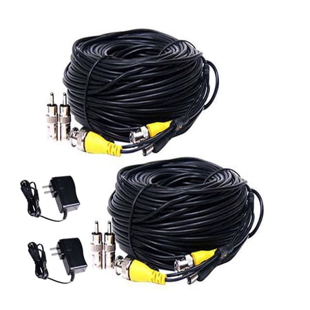 VideoSecu 2 Pack 50 Feet Pre-made Security Camera Cable Extension Video Power Cord All-in-One and 2x Power Supply CGL price history on PriceWatchPro