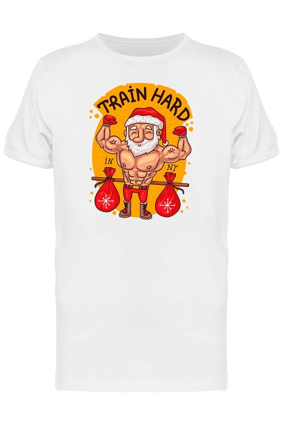 Bodybuilder Santa Graphic T-Shirt Men -Image by Shutterstock, Male Small