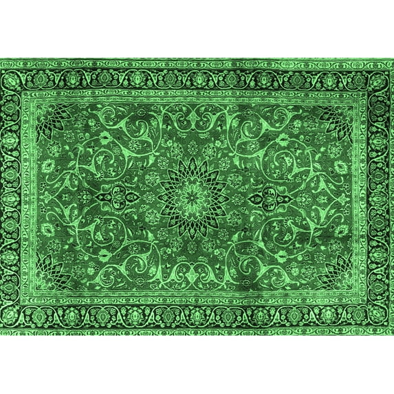 Ahgly Company Indoor Rectangle Persian Emerald Green Traditional Area Rugs, 8' x 10'