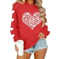 thumbnail image 6 of GUZOM Womens Red Oversized Valentine's Day Sweatshirt, Crew Neck Long Sleeve Heart Print, 100% Polyester Machine Washable,Size S, 6 of 8