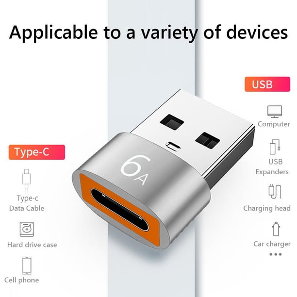 6A Tipo-C a USB3.0 Adaptador Convertidor OTG para Samsung Xiaomi PC (1pc Plata)