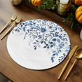 thumbnail image 2 of Blue Floral Round Braided Placemats Set of 8, Thanksgiving Fall Heat Insulation Place Mats Washable Non-Slip Table Mats for Kitchen Dining Party, 15 Inches, 2 of 9