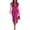 Hot Pink, variant on JULMCOMO Wedding Guest Dress Crew Neck Short Sleeve Wrap Tie Waist Summer Midi Dresses Side Split Slim Fit Casual Sundresses Brown M