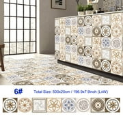 Angle View: European PVC Simulation Tile Wall Stickers Creative Floor Sticker Thick Waterproof Self Adhesive Living Room Kitchen Bathroom Wallpaper 0.2x5M