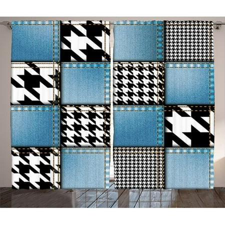 - Latitude Run Clearwater Digital Graphic with Denim Forms and Colored Minimalist Figures and Lines Print Graphic Print & Text Semi-Sheer Rod Pocket Curtain Panels (Set of 2)