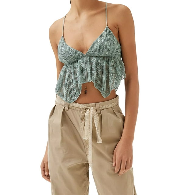 Lucakuins, camisolas de verano para mujer, tirantes finos, cuello en V, sin mangas, camisetas sin mangas con tirantes, Tops cortos Lucakuins moda