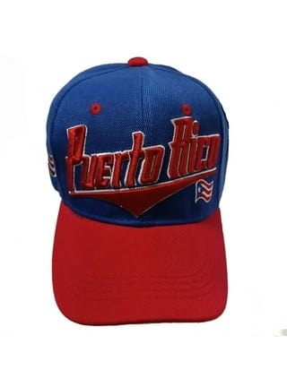 Puerto Rico Initial with Flag Flash Style Snapback Hat Cap (Blue/Red)