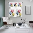 thumbnail image 5 of Blue Red Yellow Tulips Kitchen Curtains Valances and Tiers Set of 3 Country Flowers Tier Curtains and Valance with Rod Pocket for Small Windows, 27.5"x36", 5 of 9