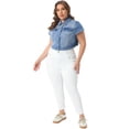 thumbnail image 3 of DARING DIVA Women's Plus Button Down Cap Sleeve Cropped Jacket 4X Light Blue, 3 of 6