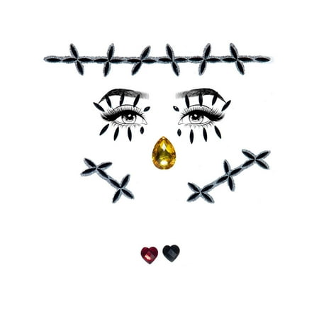 Stitches adhesive face jewels - O/S / BLACK