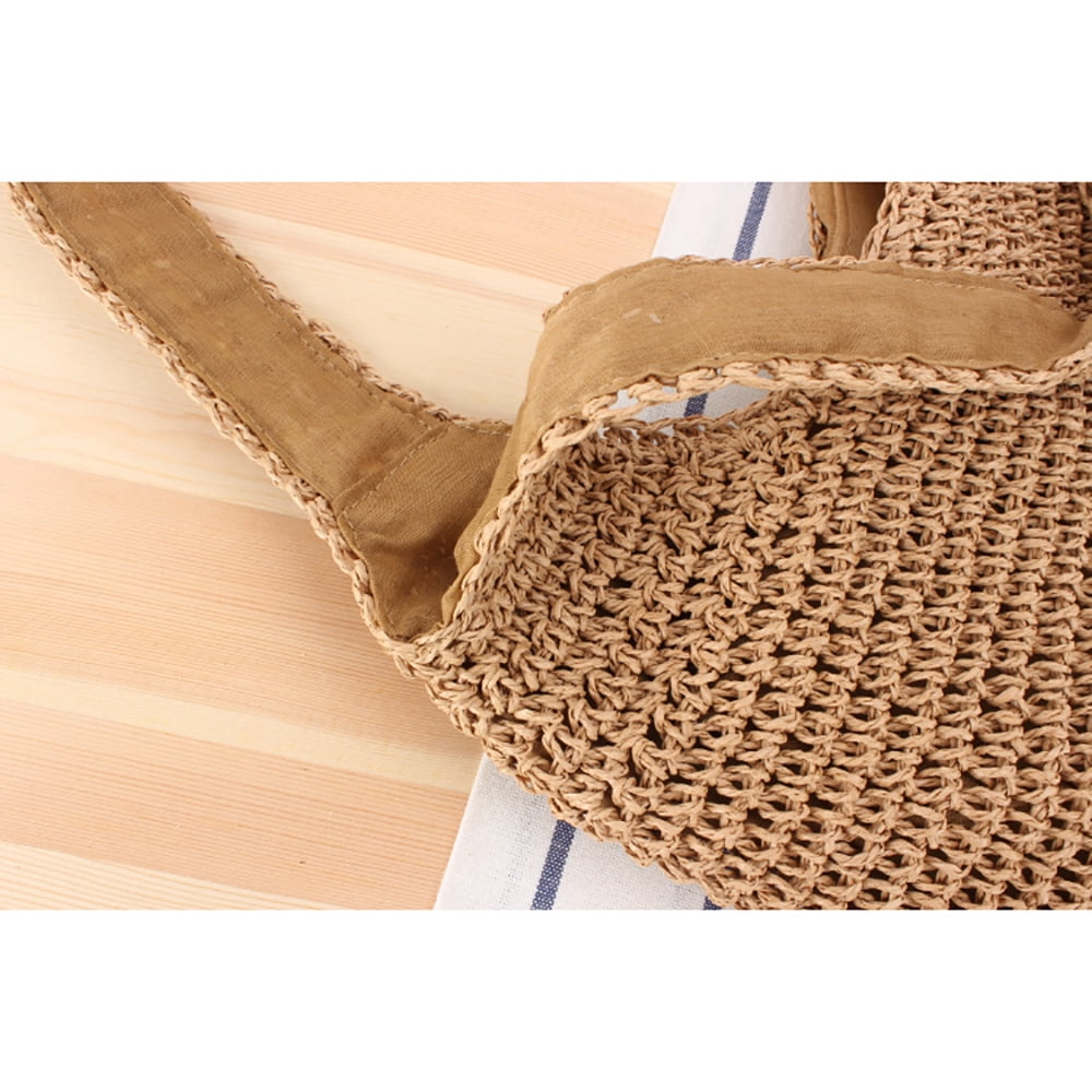 Women Beach Bag Fashion Simple Single Shoulder Crochet Handmade Weaving Handbag