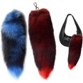 thumbnail image 1 of Queue de Therian, 2 Pcs Porte-Clés Queue de Renard Moelleuse de 16 Pouces, Pendentif Queue de Raton Laveur Décoratif pour Sac à Main, 1 of 1