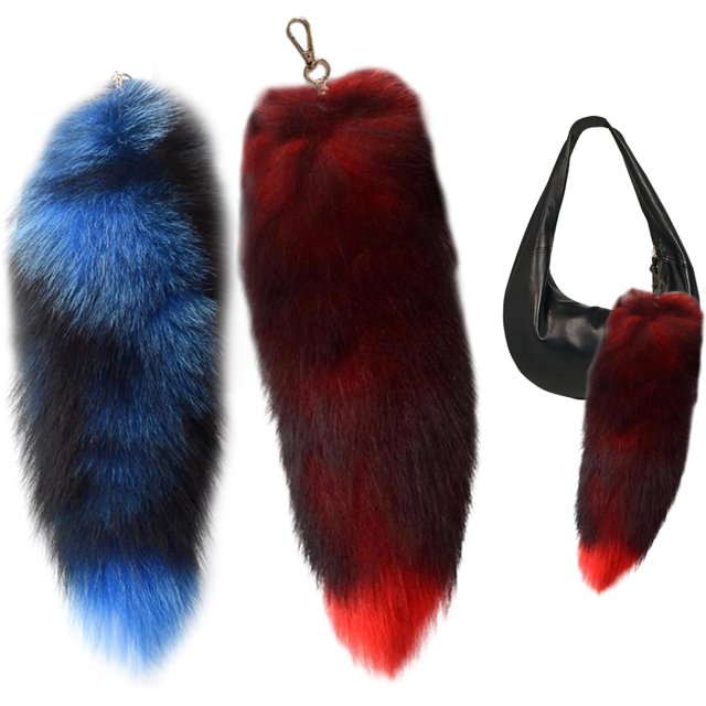 Queue de Therian, 2 Pcs Porte-Clés Queue de Renard Moelleuse de 16 Pouces, Pendentif Queue de Raton Laveur Décoratif pour Sac à Main