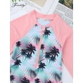 thumbnail image 5 of JanJean Kids Girls One Piece Swimsuits Prints Long Sleeve Bathing Suit Rash Guard Beach Swimwear Pink 6, 5 of 7
